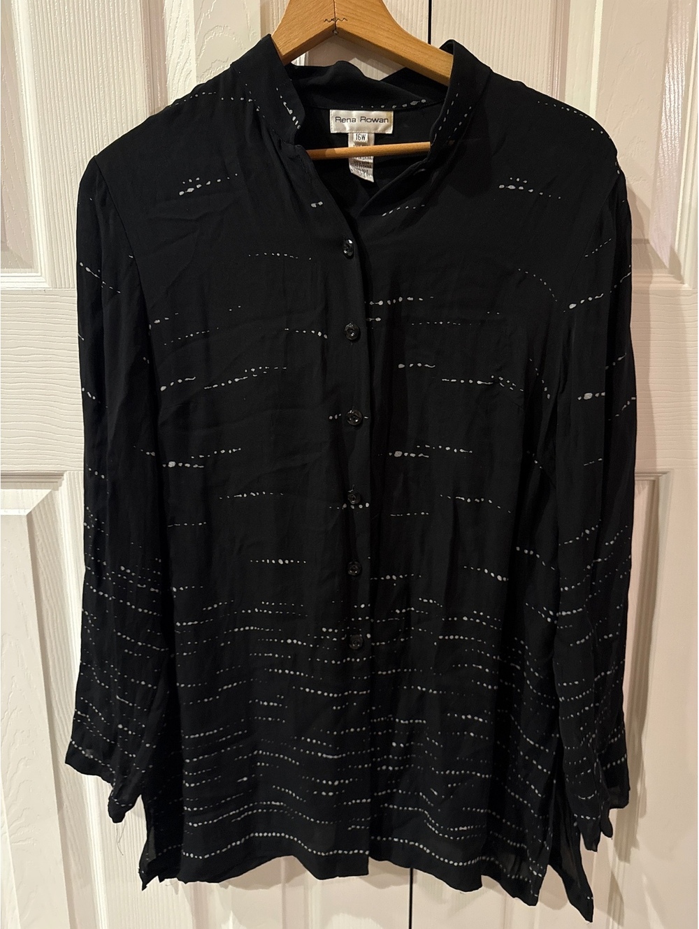 Rena Rowan Women's Black 100% Silk Button-Up Blouse Size 16W